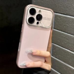 Transparent frame pink trendy brand phone case for iPhone