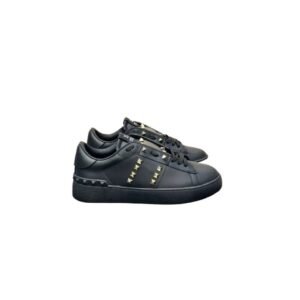 Valentino Rivet Trendy Cool Black Leather Shoes