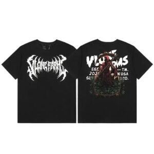 Vlone Dark Style Short-Sleeved Black T-shirt