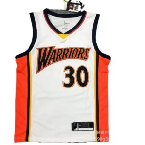 Warriors Curry style white and orange jersey