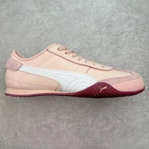 PUMA retro-style pink and white sports shoes