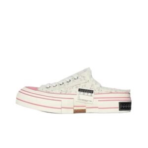 Xvessel retro-style pink and white slippers