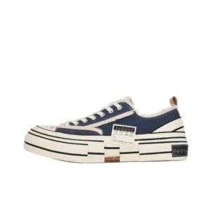 Xvessel vulcanized retro-style blue and white shoes