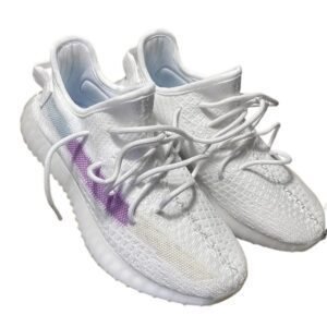 Yeezy 350 Trendy White and Purple Athletic Shoes