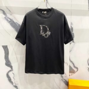 Dior letter print style black T-shirt