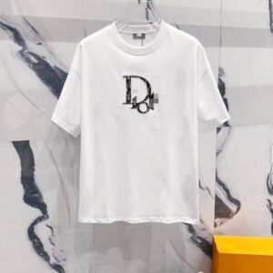 Dior letter print style white T-shirt