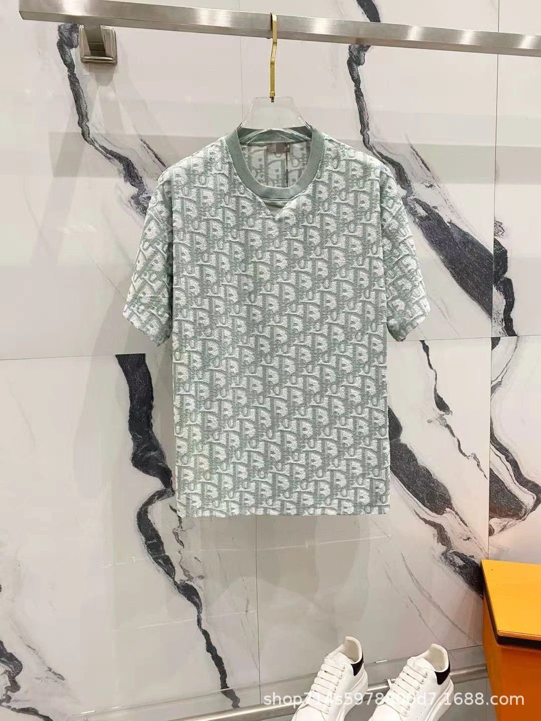 Dior monogram style light green T-shirt
