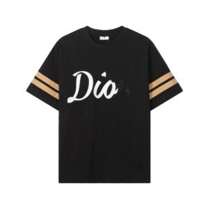 Dior striped minimalist style black T-shirt