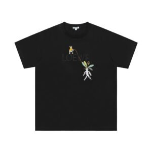 LOEWE cartoon embroidery style black T-shirt