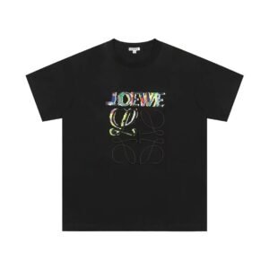 LOEWE Printed Trendy and Cool Style Black T-shirt