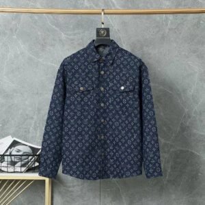 LV all-over print denim-style shirt