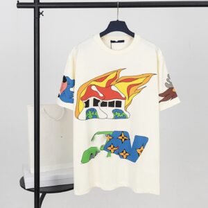 LV cartoon printed style white T-shirt