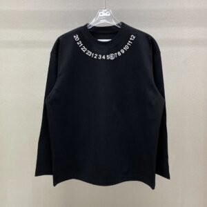 Maison Margiela black long-sleeved top with digital print style