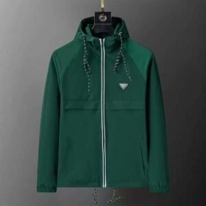 Prada hooded casual green coat