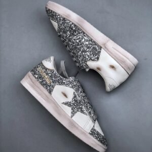 Golden Goose Dirty Star sneakers in glitter white