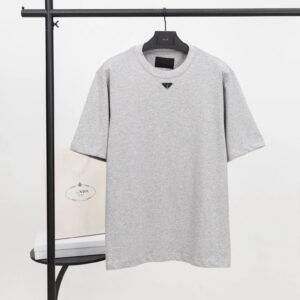 Prada minimalist grey T-shirt with triangular logo