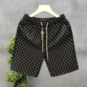 China Selected Trendy Brand Printed Black Shorts