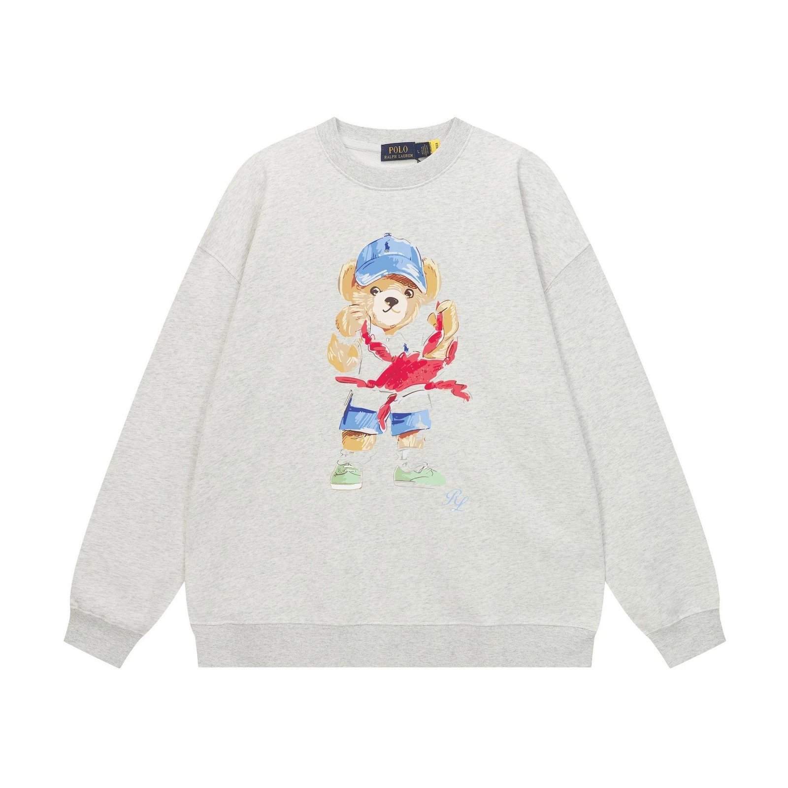Ralph Lauren cartoon bear light gray sweatshirt