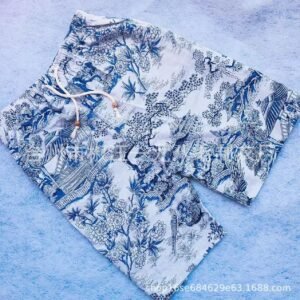 China Selected National Style Blue and White Printed Shorts