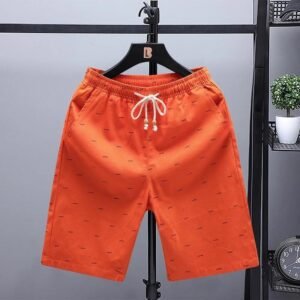 Orange casual shorts with "China Selected" print