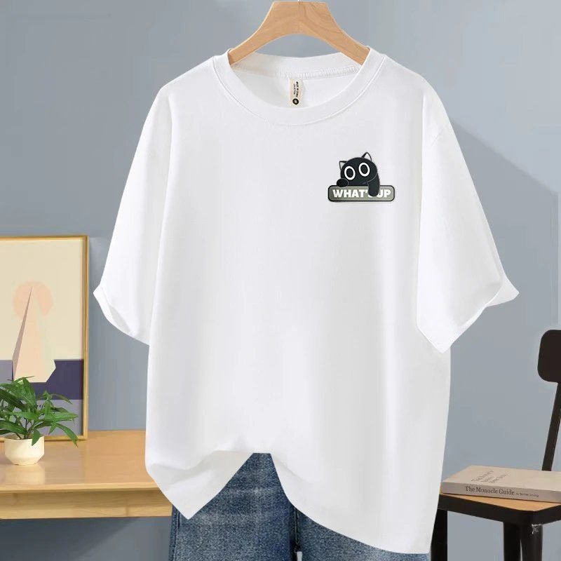 China Selected Cat Fun Simple White T-shirt