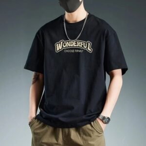 China Selected letter-printed black T-shirt