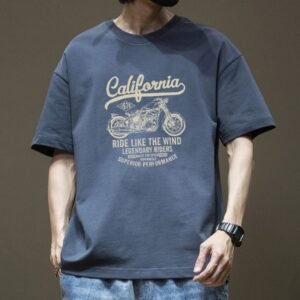 China Selected motorcycle style dark blue T-shirt