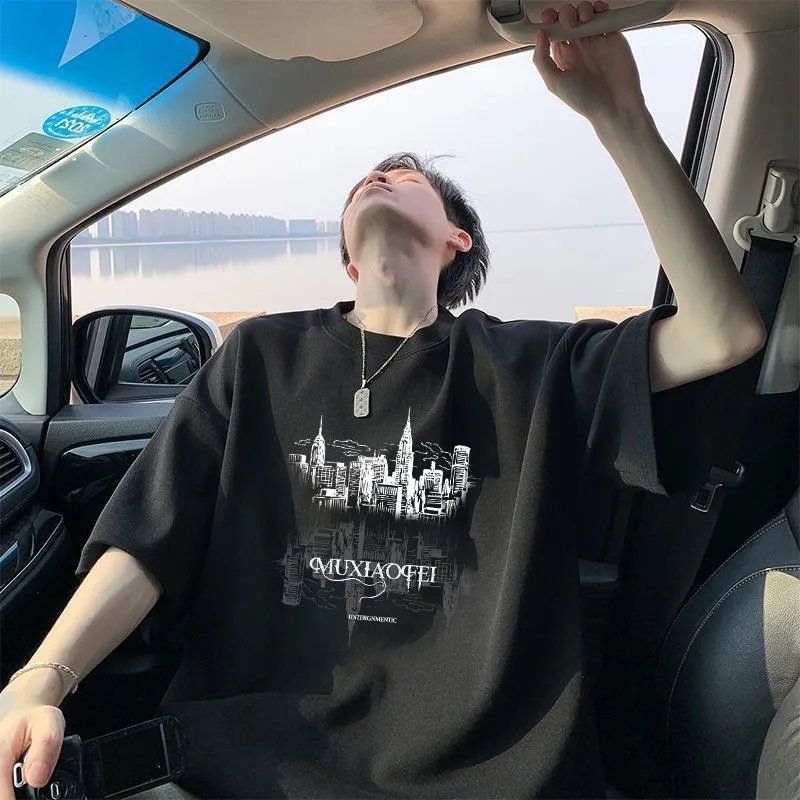 China Selected urban style black T-shirt