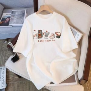 China Selected coffee print white T-shirt