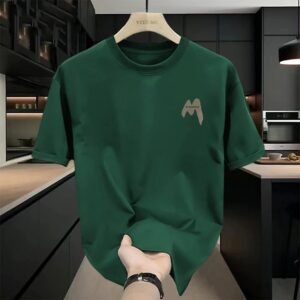YZEE MC Simple Style Dark Green T-shirt