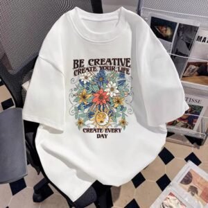 China Selected creative printed white T-shirt