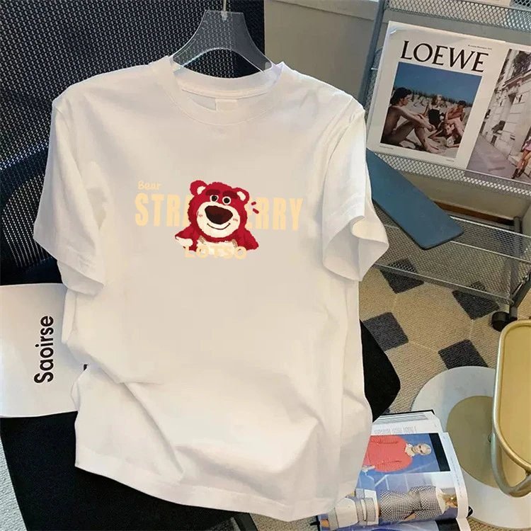 Strawberry Bear printed white T-shirt