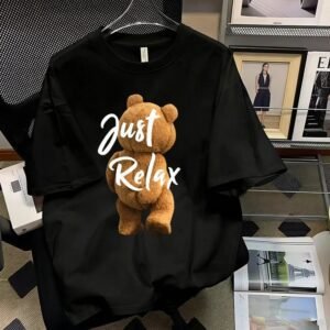 China Selected bear-style black T-shirts