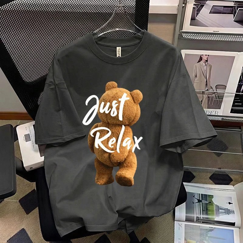 China Selected bear retro gray T-shirt