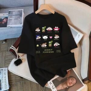 China Selected cartoon-style black T-shirt