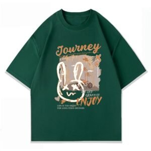 China Selected graffiti retro style green T-shirt