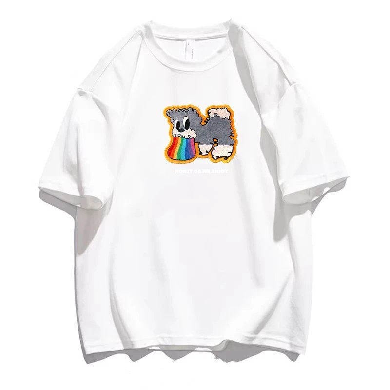 China Selected rainbow cute pet white T-shirt