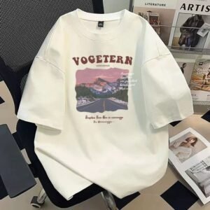 China Selected printed retro style white T-shirt.