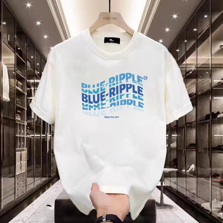 China Selected gradient letter white T-shirt