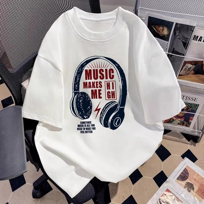 China Selected music print white T-shirt