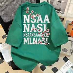 China Selected green short-sleeve with flower pattern.