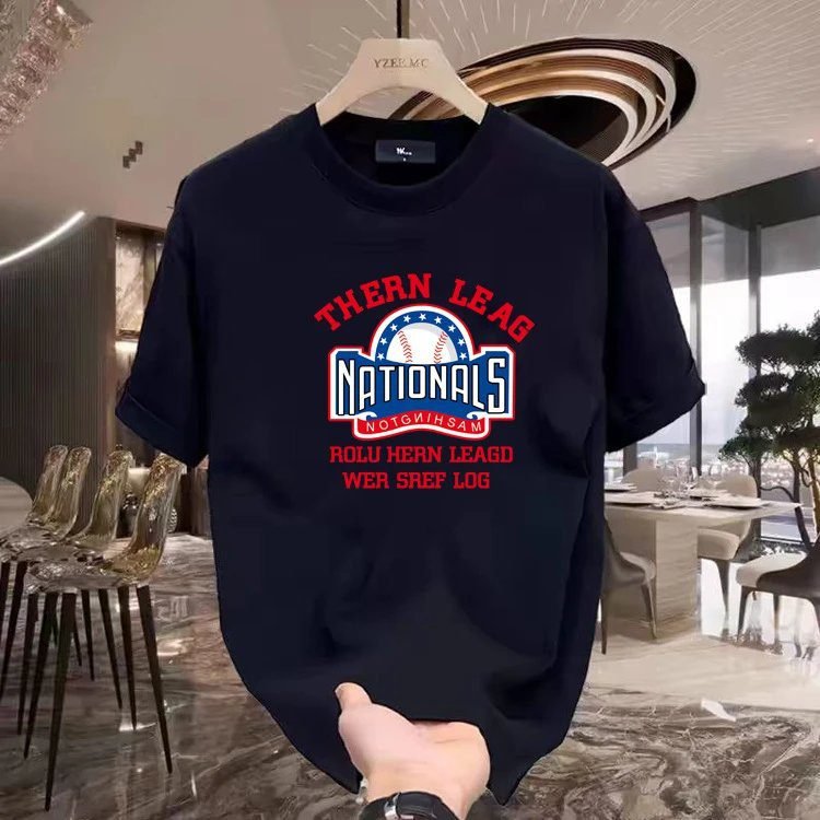 China Selected baseball-style navy blue T-shirt