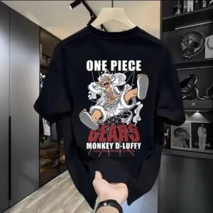One Piece Luffy trendy brand black short-sleeve.