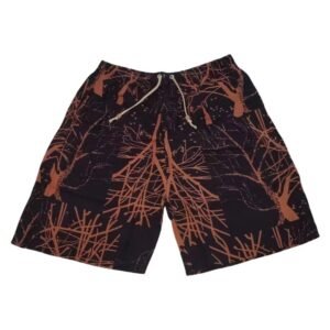 China Selected Tree Branch Print Black Shorts