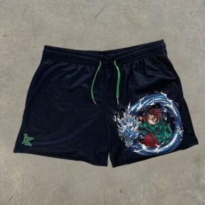 "China Selected Demon Slayer Wind Black Shorts"