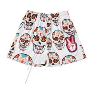 "China Selected Skull Print Casual Shorts"