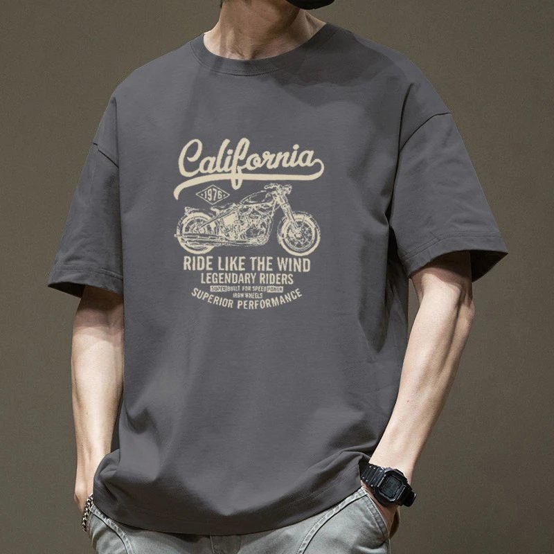 China Selected California retro gray T-shirt