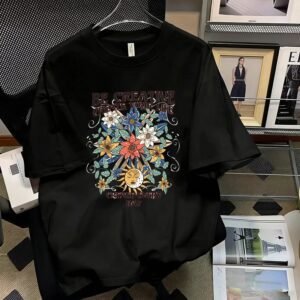 China Selected printed retro black T-shirt