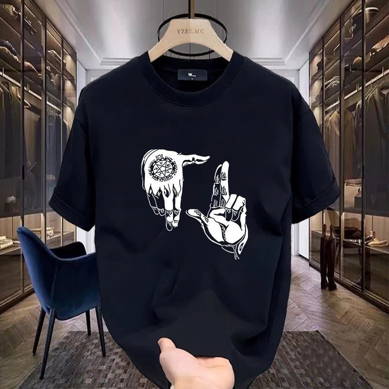 China Selected gesture trendy and cool black T-shirt