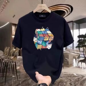 YZBEMC Magic Cube Trendy Brand Black T-shirt